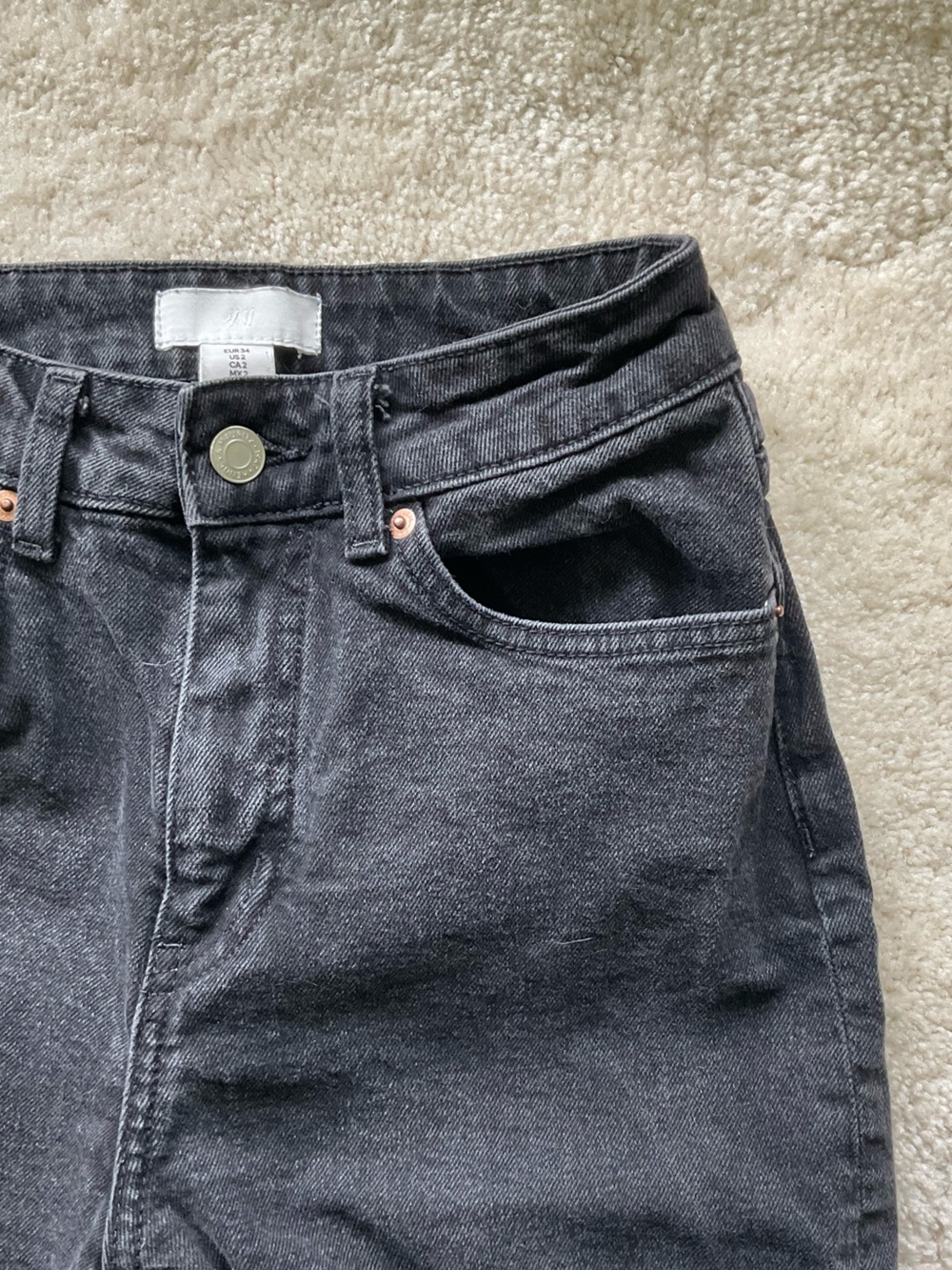 H&M Charcoal Black High-Waist Denim Mom Jeans